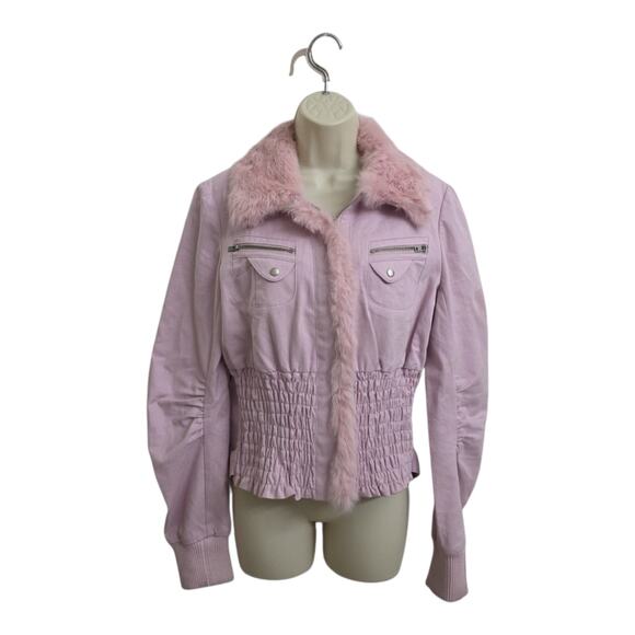 bebe Jackets & Blazers - bebe Pink Faux-Fur Trim Jacket